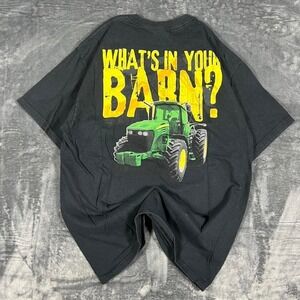 Y2K John Deere What's In Your Barn Black Graphic T-Shirt - size large